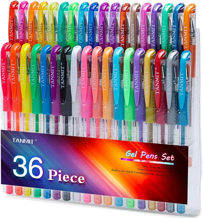 TANMIT Gel Pens, 36 Colors Gel Pens Set for Adult
